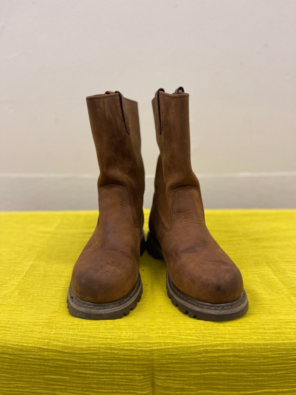 Caterpillar Brown Pull-On Steel-Toed Leather Work Boots - Picture 2 of 10